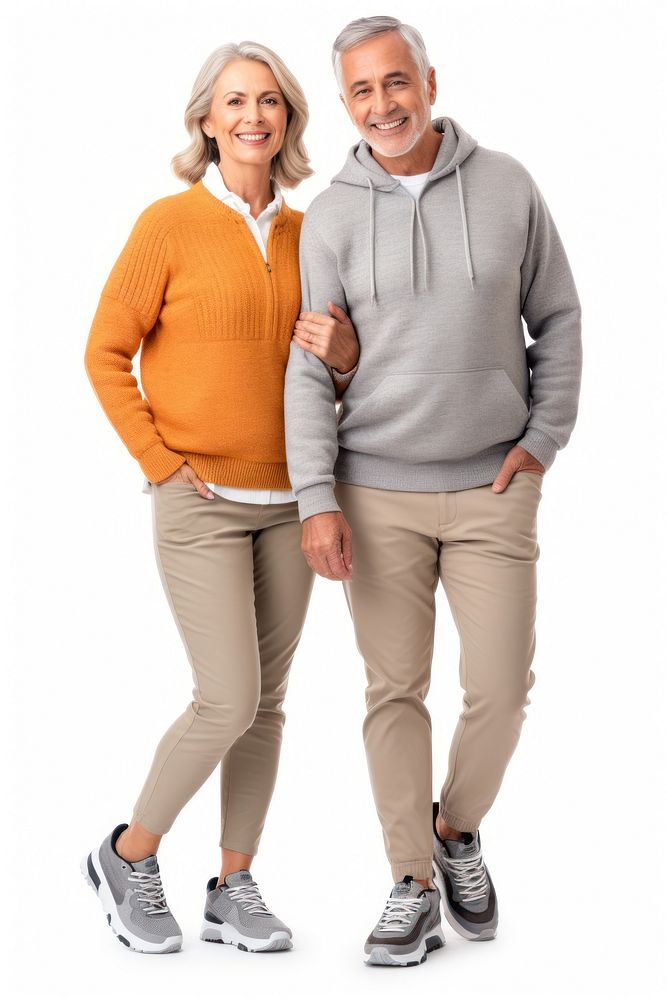 Couple standing footwear sweater.