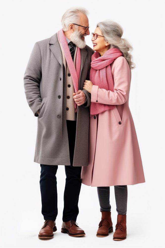 Couple overcoat standing love.