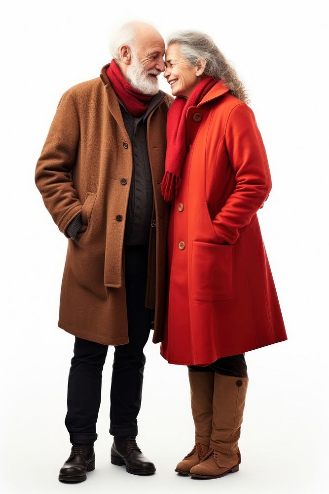 Couple overcoat standing jacket.