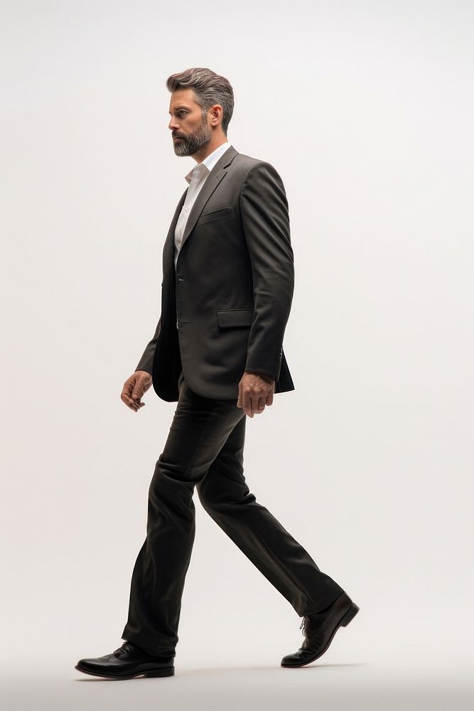 A professional man walking footwear tuxedo.