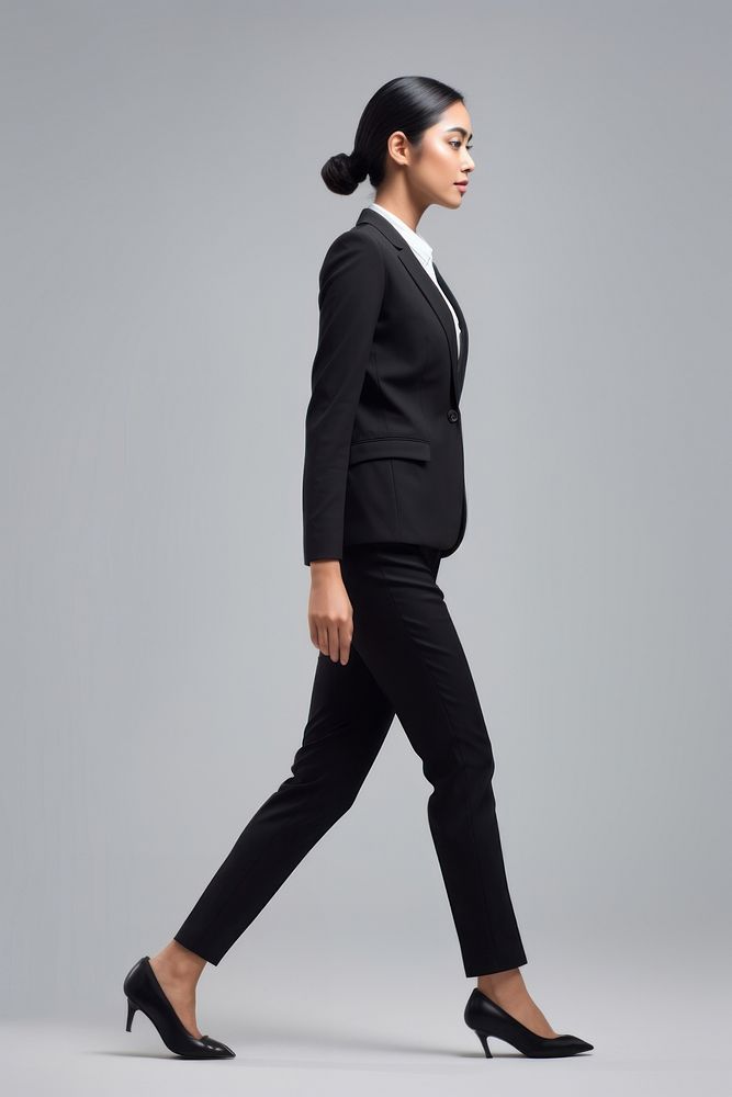A thai business woman footwear walking blazer.