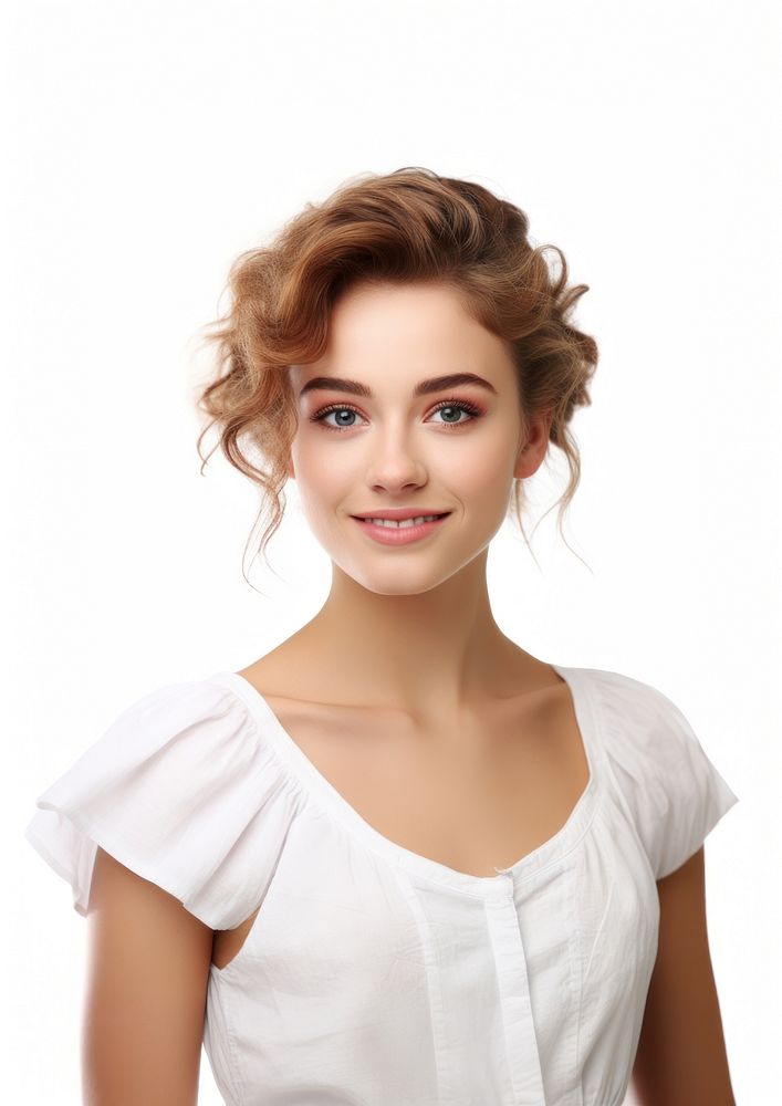 Young Russian woman with pleasant smile photography portrait blouse.