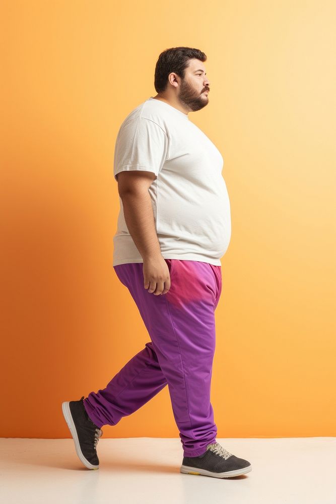 Chubby arabic lgbtq walking footwear standing purple.