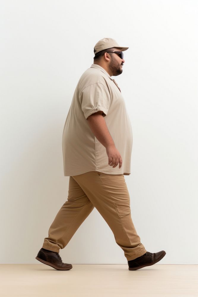 Chubby arabic lgbtq walking portrait standing glasses.