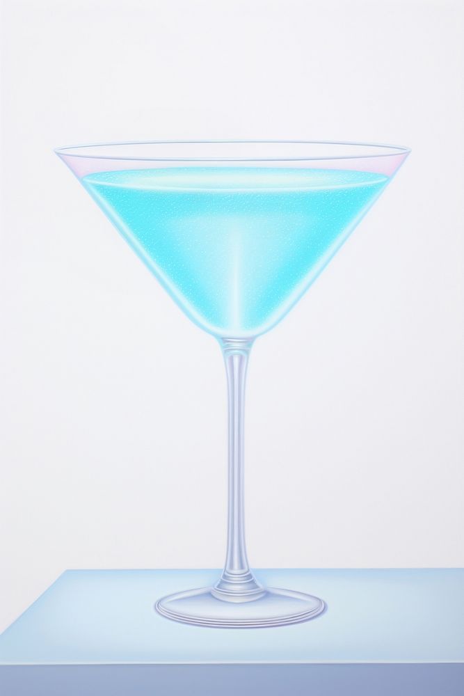Surrealistic painting of cocktail martini drink glass.