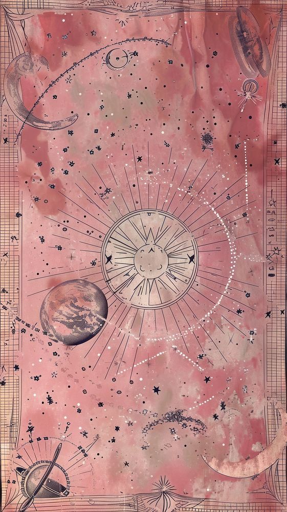 Vintage pink wallpaper constellation backgrounds creativity.