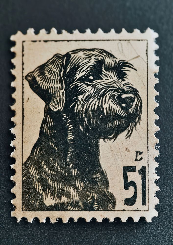 Vintage postage stamp with dog animal representation carnivora.