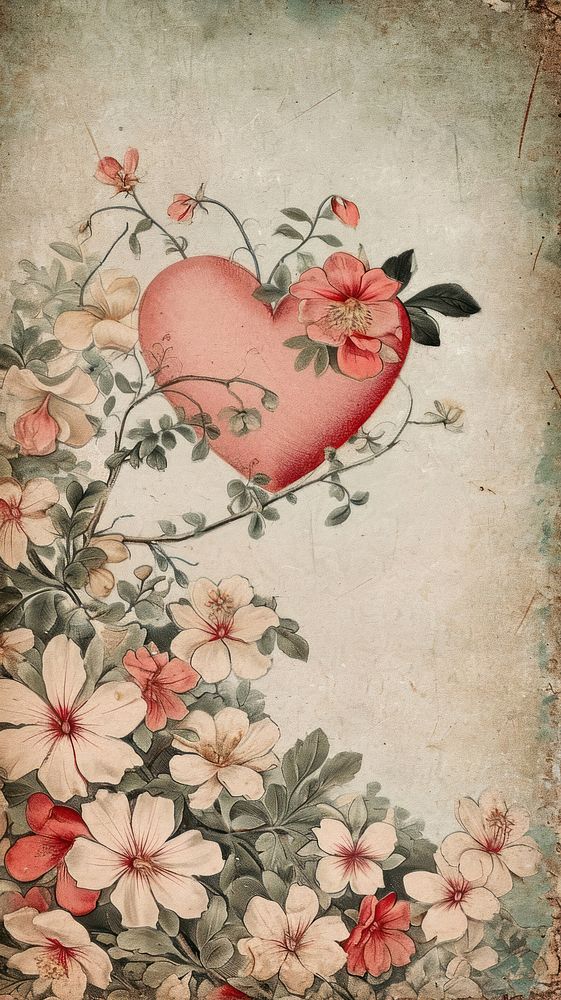 Vintage valentine wallpaper backgrounds creativity painting.