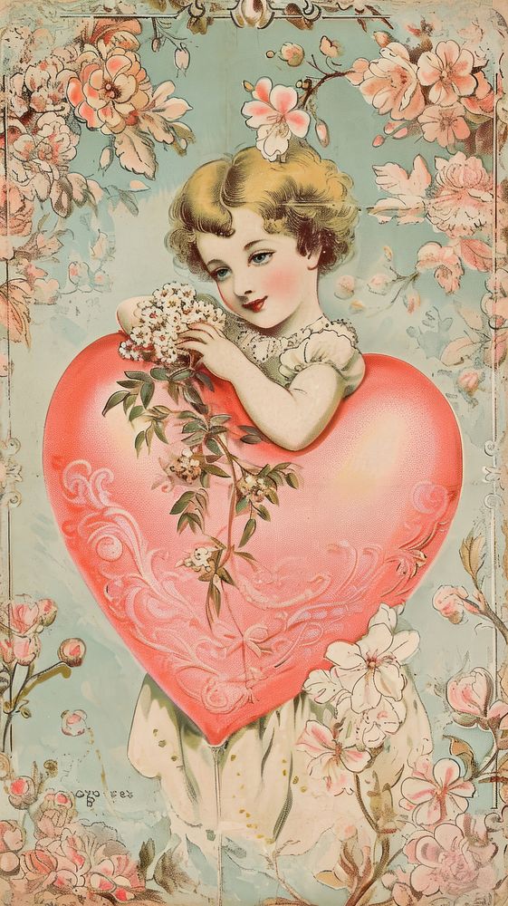 Vintage valentine wallpaper painting art representation.