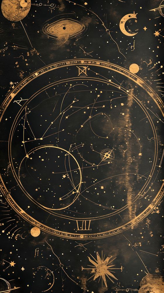 Vintage wallpaper astronomy astrology universe.