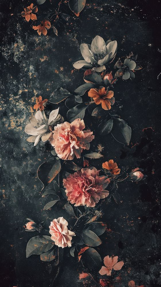Vintage wallpaper art painting flower.