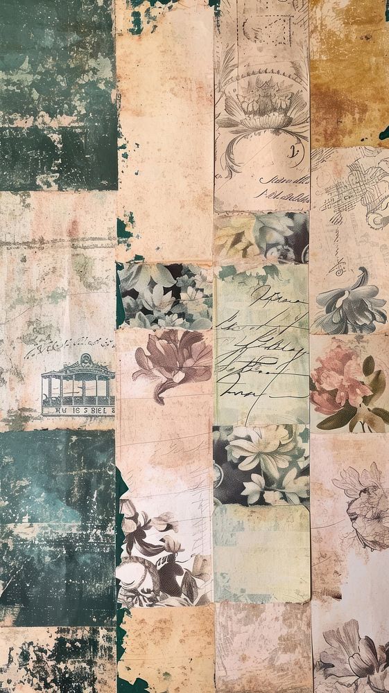 Vintage wallpaper collage art backgrounds.