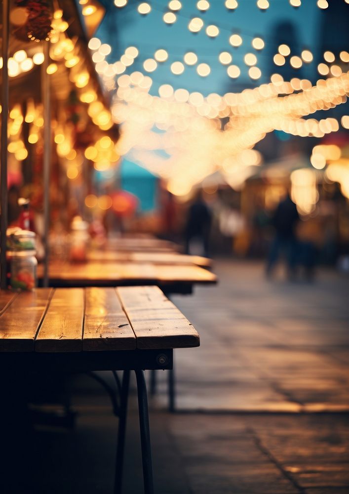 Outdoor market outdoors lighting restaurant. AI generated Image by rawpixel.