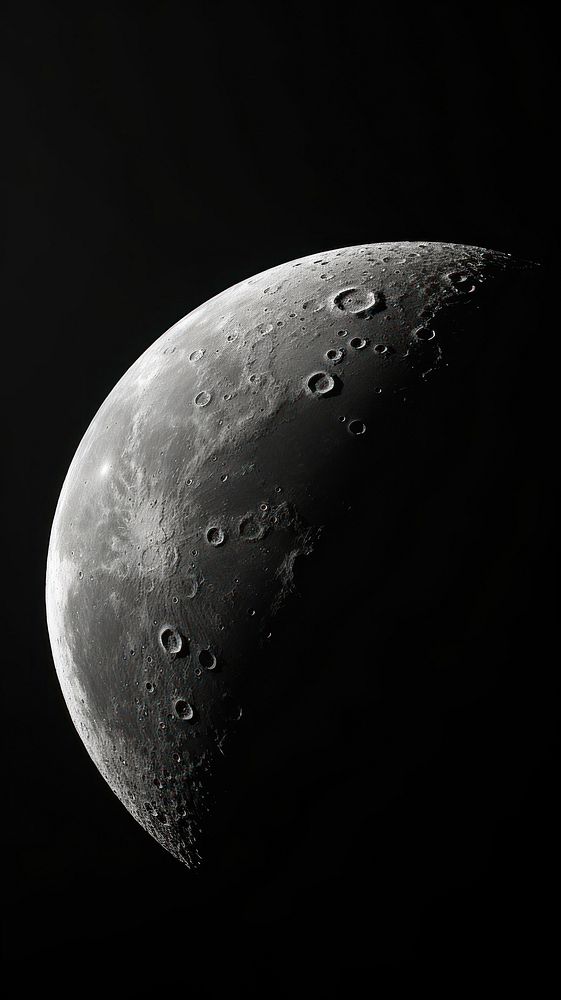 A black and white photo of the moon astronomy outdoors nature.
