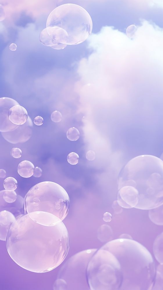  A large group of clouds Behind the blurred glass outdoors sphere purple. AI generated Image by rawpixel.