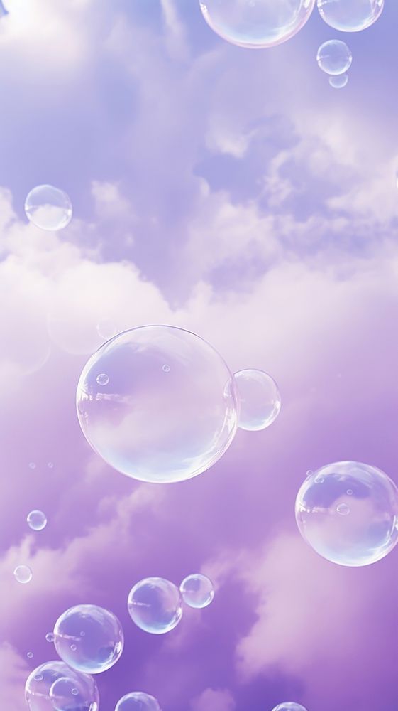  A large group of clouds Behind the blurred glass outdoors bubble purple. AI generated Image by rawpixel.