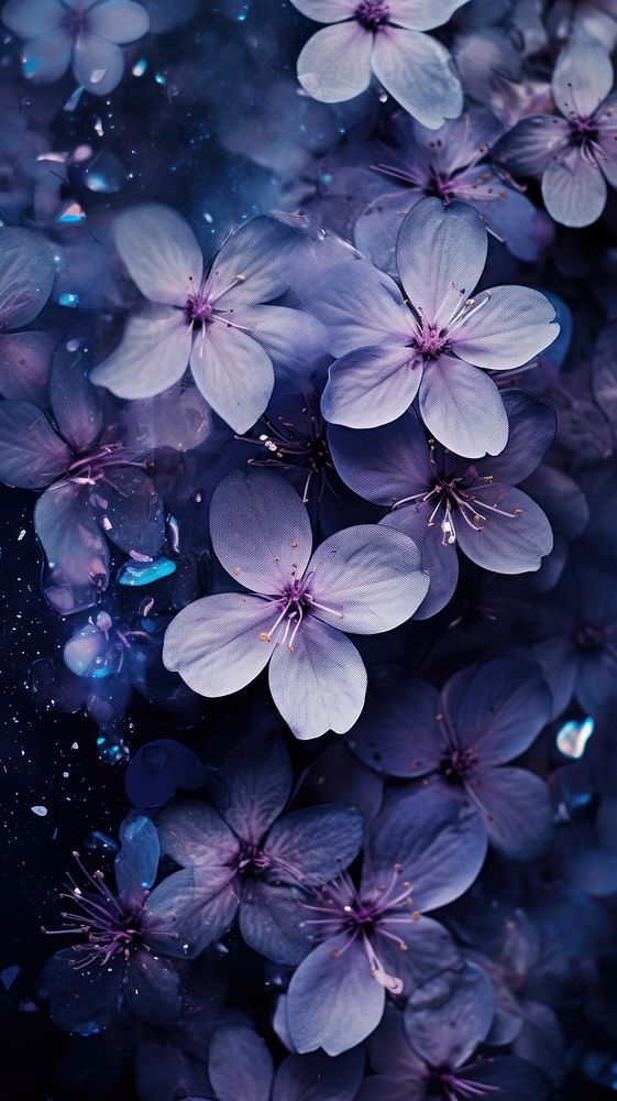  Combination of Purple flowers blossom purple plant. AI generated Image by rawpixel.