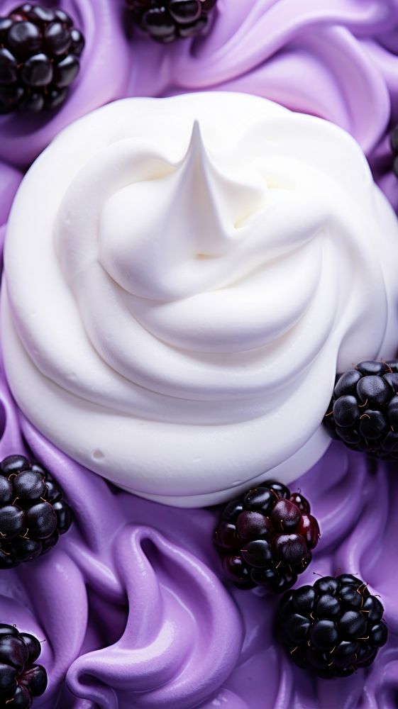  Purple blueberry whipped cream blackberry dessert fruit. AI generated Image by rawpixel.