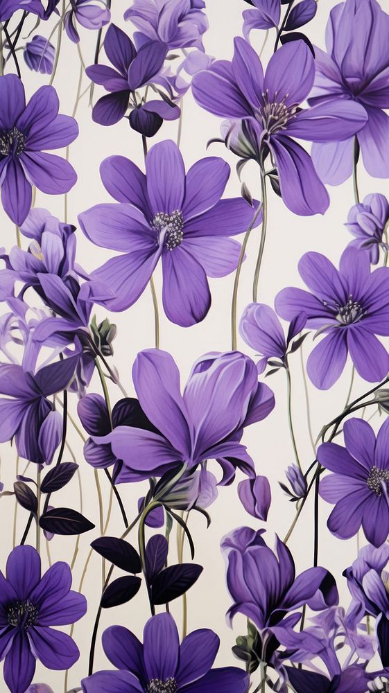 Purple flowers pattern purple lavender. AI generated Image by rawpixel.