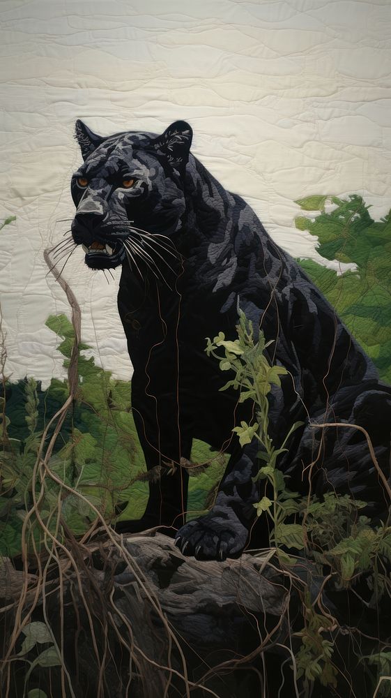 Panther in dark foliage wildlife animal mammal.