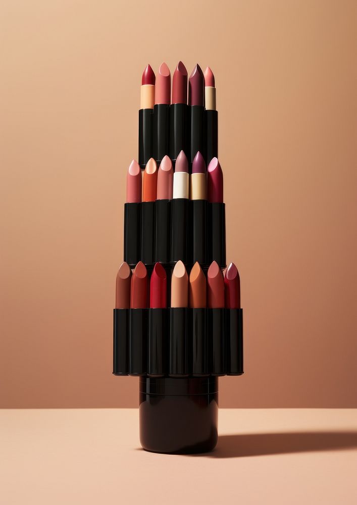 A stack of lipsticks cosmetics arrangement container. AI generated Image by rawpixel.