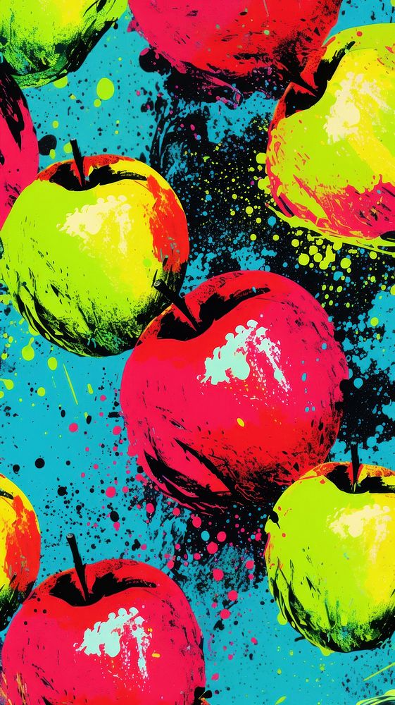 Apple pattern backgrounds abstract painting. AI generated Image by rawpixel.