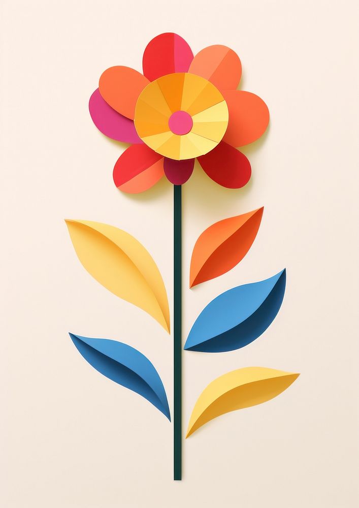 Paper cutout illustration of a flower art pattern inflorescence.