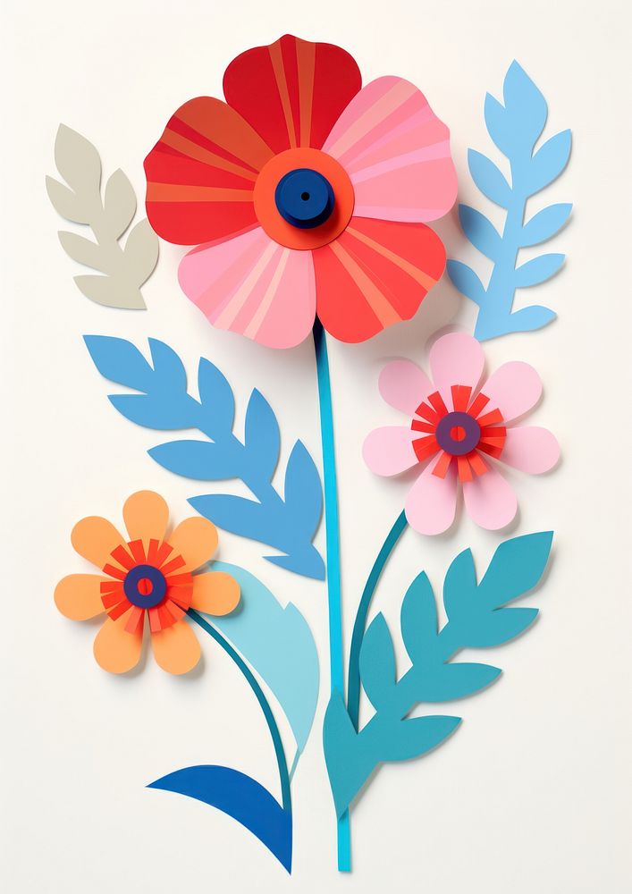 Paper cutout illustration of a flower art craft plant.