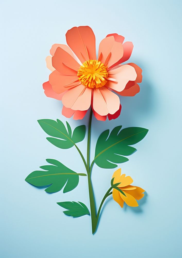 Paper cutout illustration of a flower petal plant art.