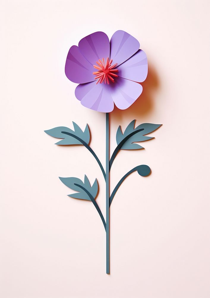 Paper cutout illustration of a purple flower art plant inflorescence.