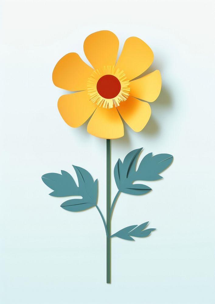 Paper cutout illustration of a yellow flower art sunflower petal.