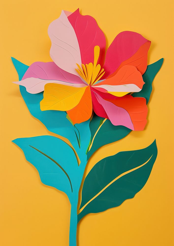 Paper cutout of a tropical flower art painting petal.