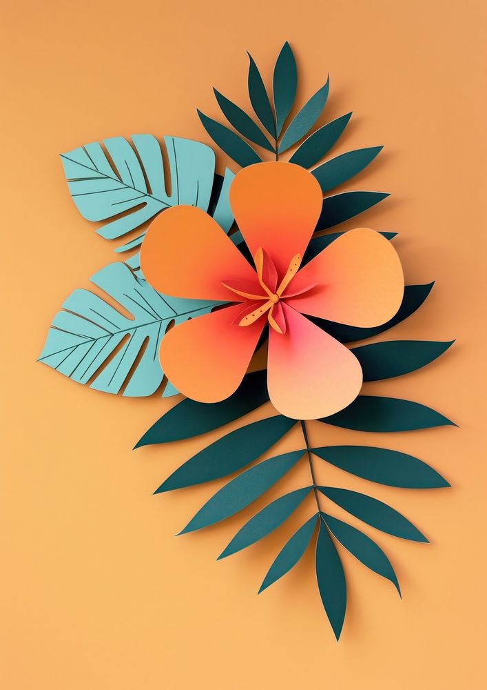 Paper cutout of a tropical flower art plant petal.