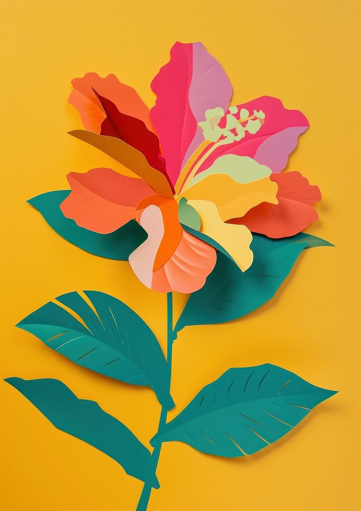 Paper cutout of a tropical flower art petal plant.