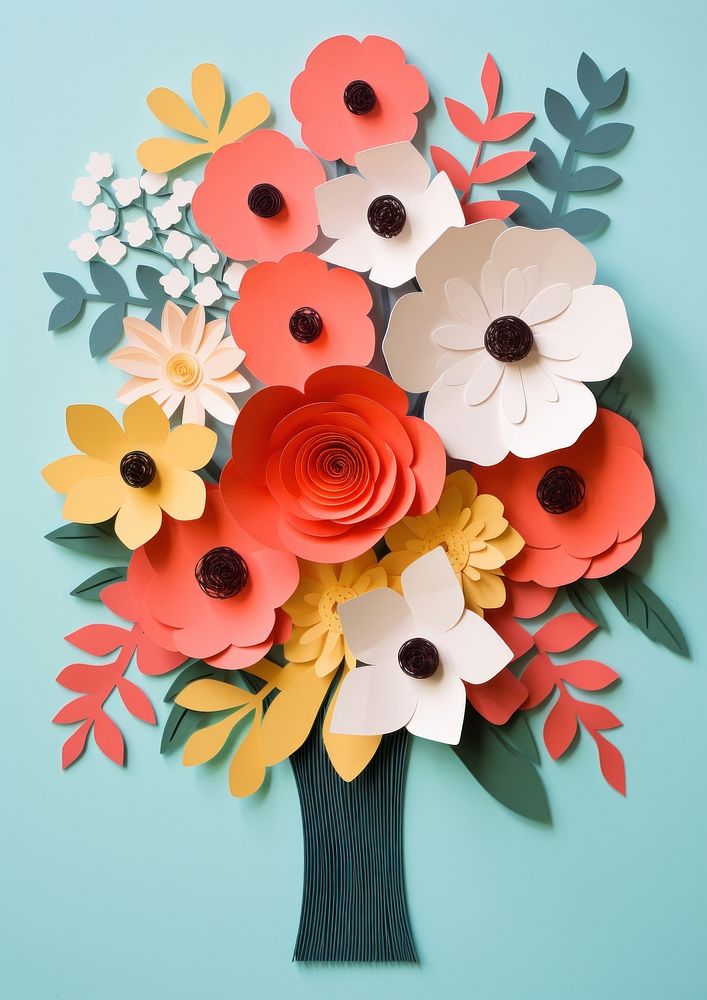 Paper cutout of a flower bouquet art pattern nature.