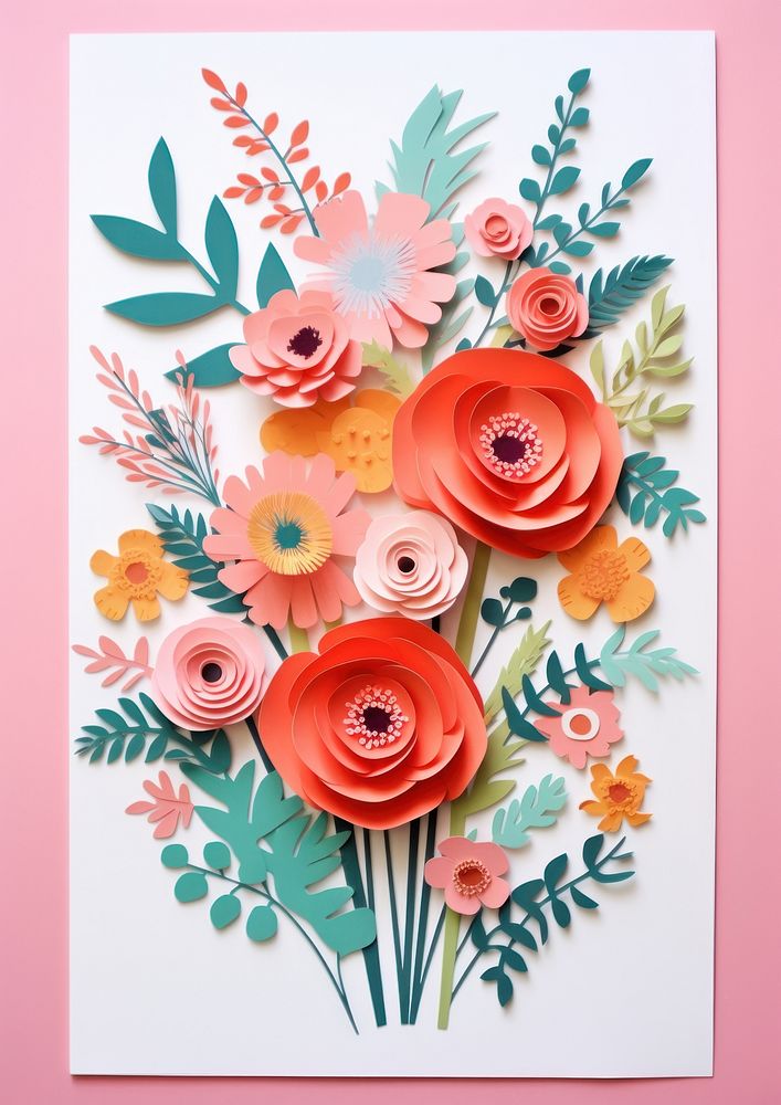 Paper cutout of a flower bouquet art plant craft.