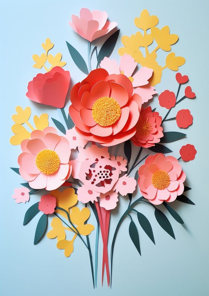 Paper cutout of a flower bouquet art plant petal.