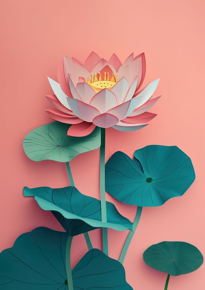 Paper cutout of a lotus flower art plant lily.