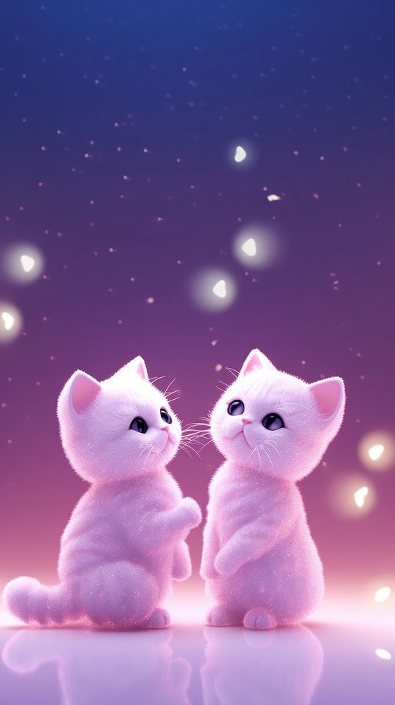  Cute two cat purple animal kitten. AI generated Image by rawpixel.