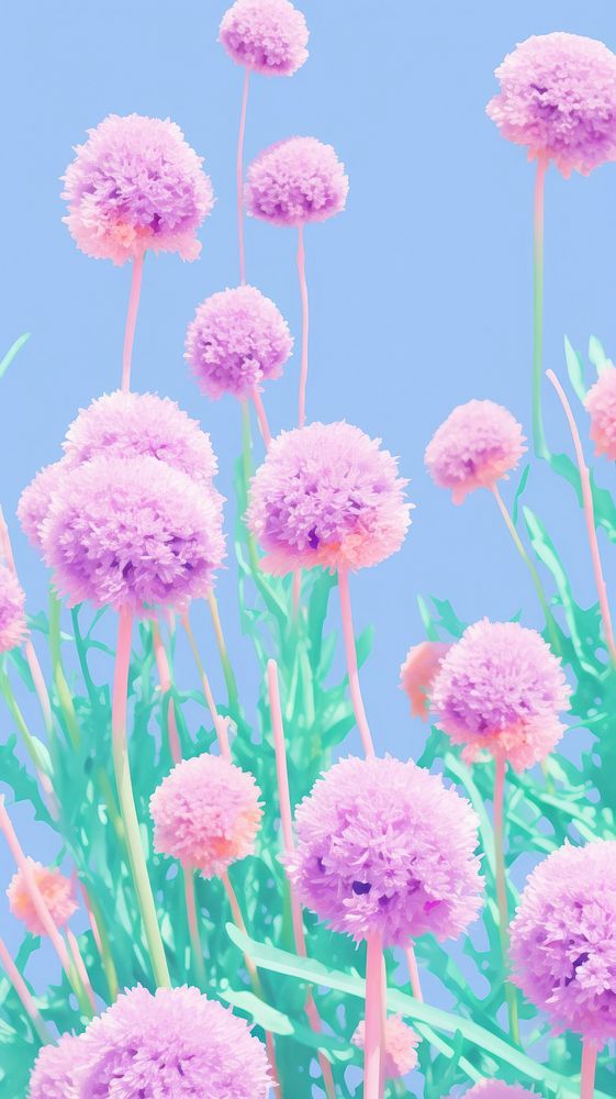  Allium purple flowers outdoors pattern nature. AI generated Image by rawpixel.