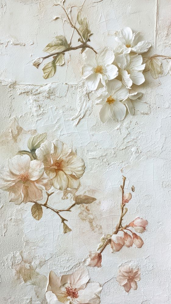 Flowers vintage wallpaper blossom pattern plant.