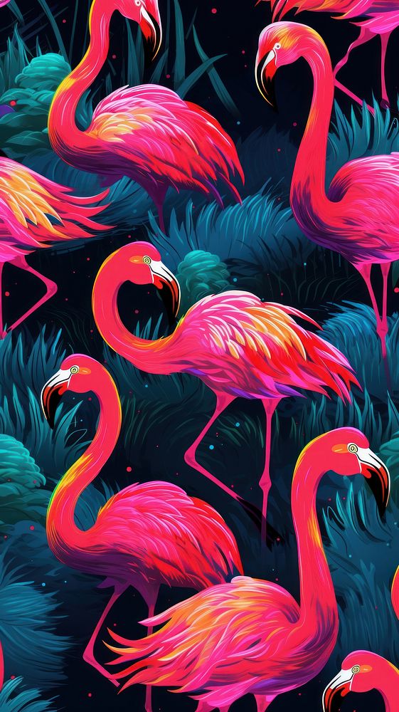 Flamingo pattern backgrounds animal bird. AI generated Image by rawpixel.