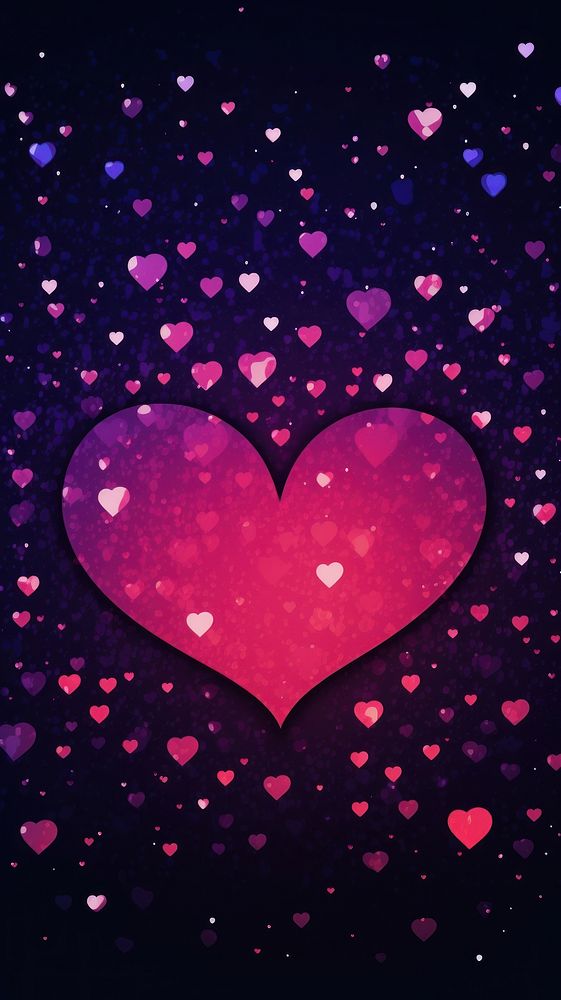  Glow hearts on the galaxy purple illuminated backgrounds. AI generated Image by rawpixel.