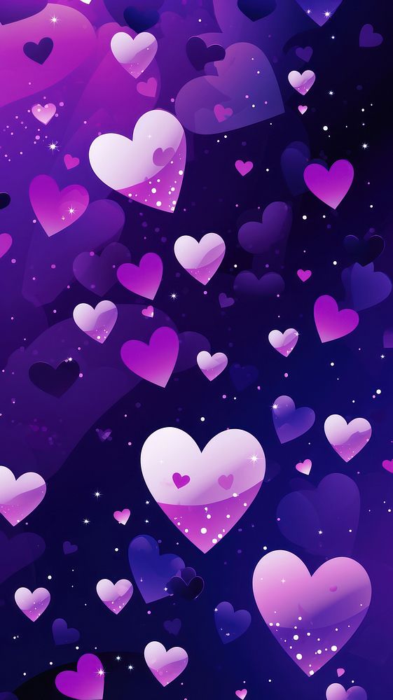  Glow hearts on the galaxy purple backgrounds microphone. 