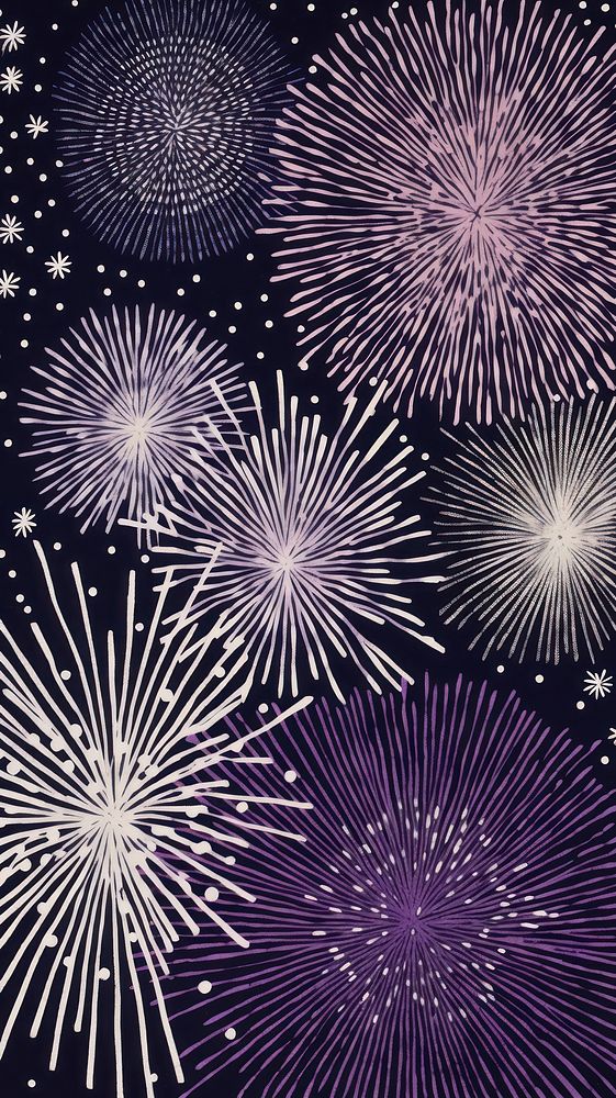  Glow purple and silver fireworks illuminated arrangement backgrounds. AI generated Image by rawpixel.