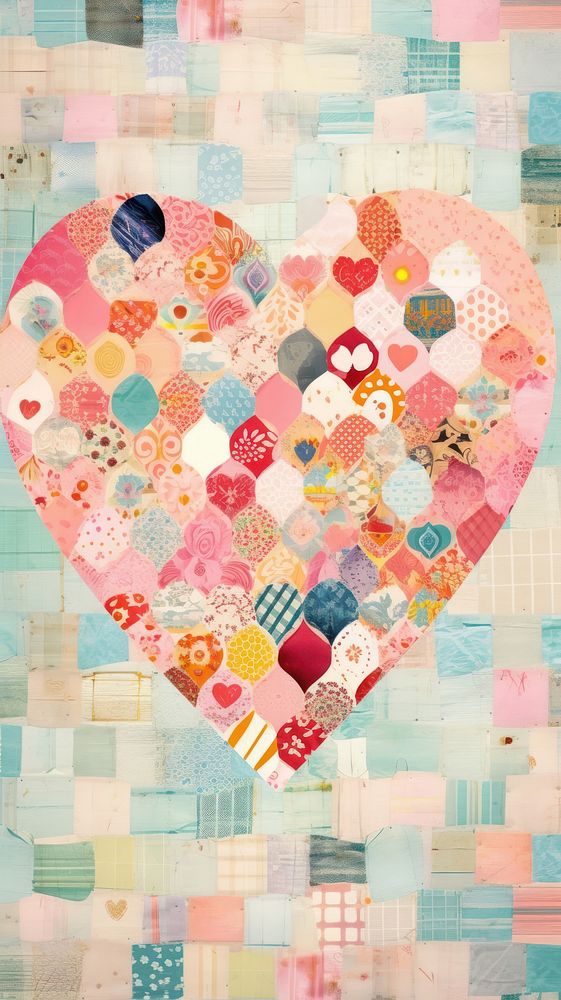 Heart vintage wallpaper patchwork backgrounds creativity.