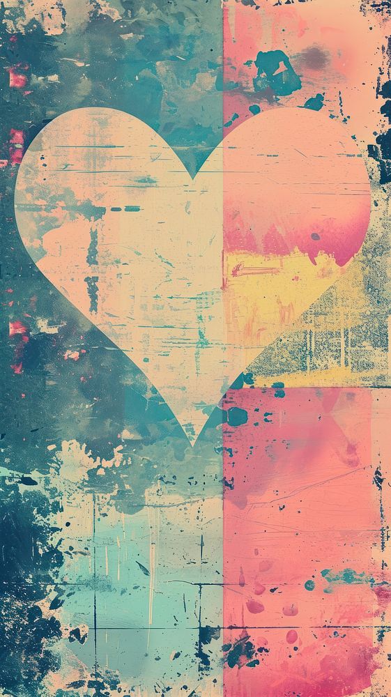 Heart vintage wallpaper painting collage backgrounds.