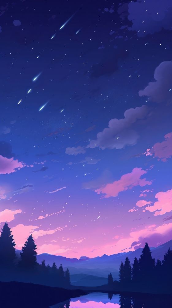  Purple midnight sky landscape outdoors nature. AI generated Image by rawpixel.