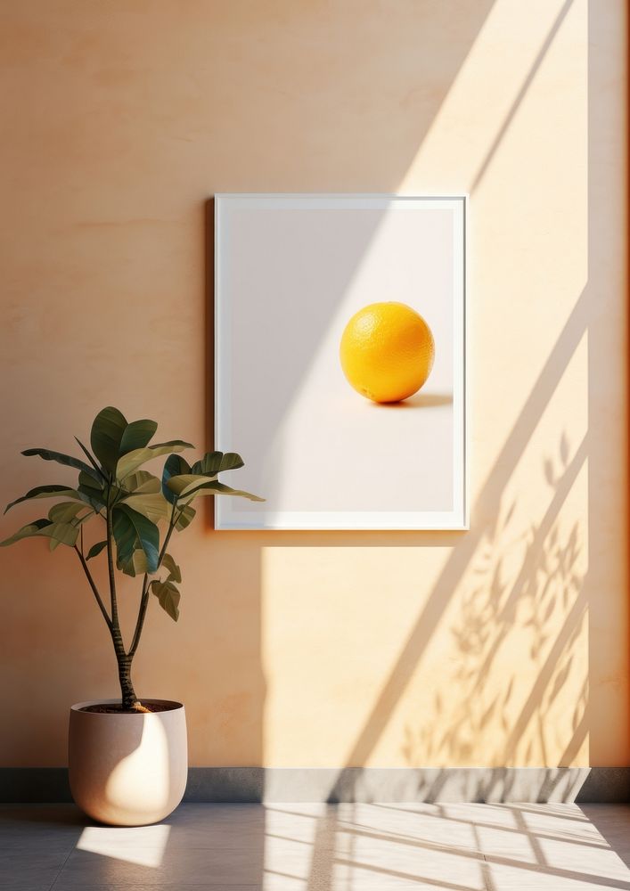 A white poster printed on a wall architecture grapefruit painting.
