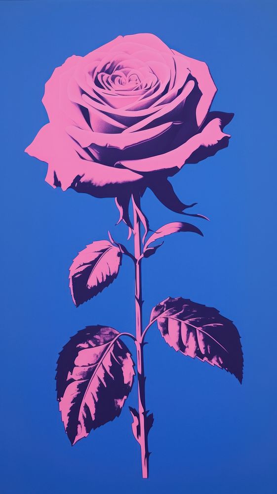  Minimal of a purple rose flower plant art. AI generated Image by rawpixel.